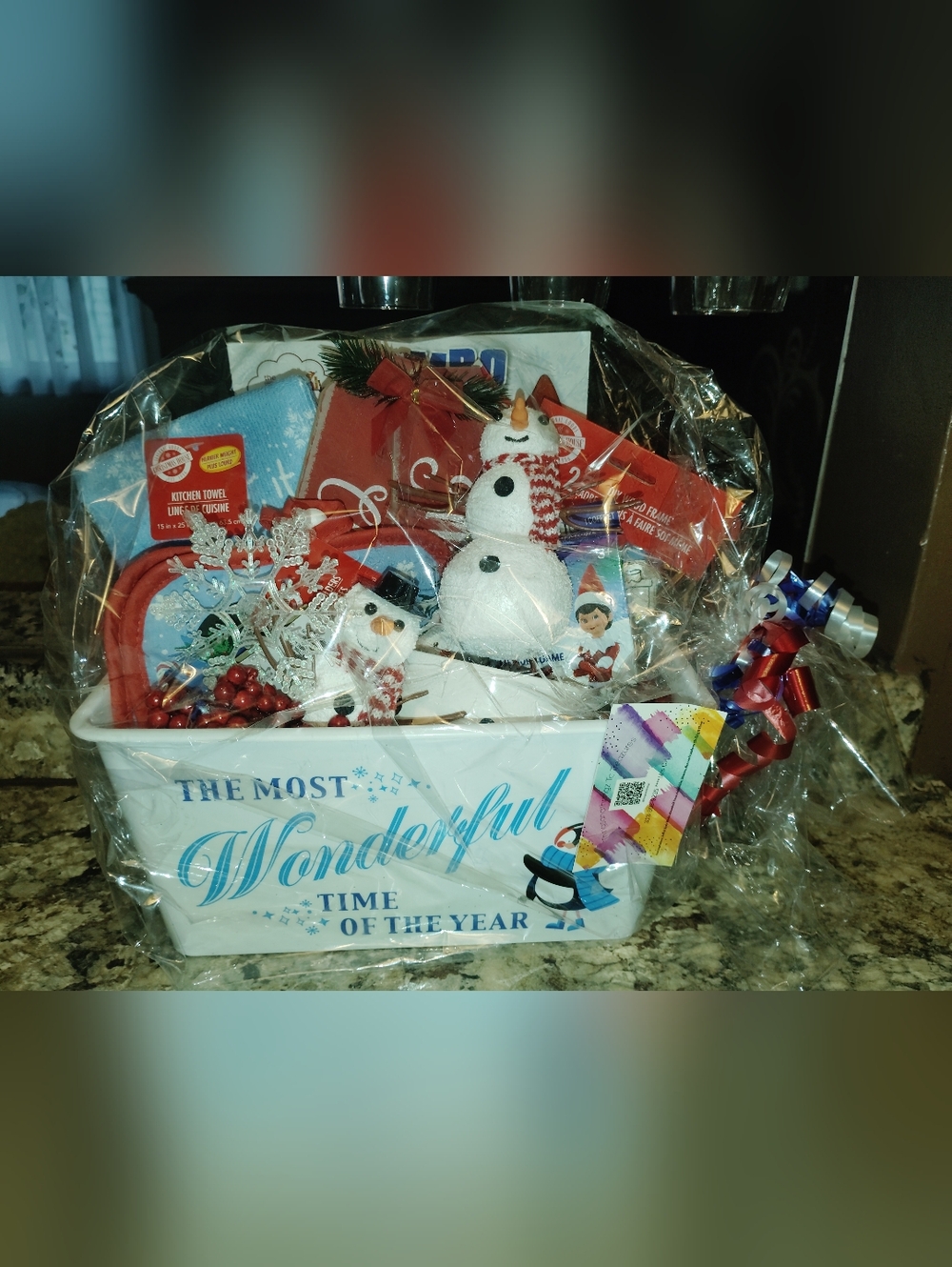 Holiday Snowman Gift Basket - White